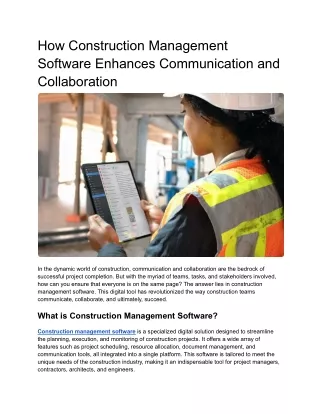 How Construction Management Software Enhances Communication and Collaboration