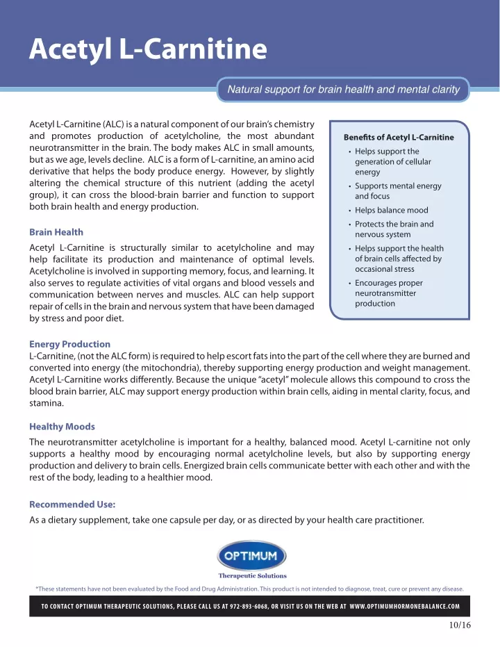 acetyl l carnitine