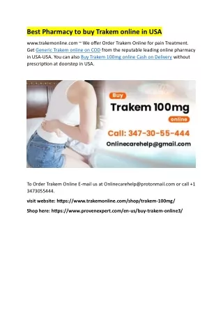 Best Pharmacy to buy Trakem online in USA