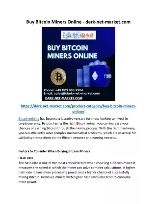 Buy Bitcoin Miners Online - dark-net-market