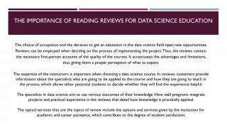 The Importance of Reading Reviews for Data Science