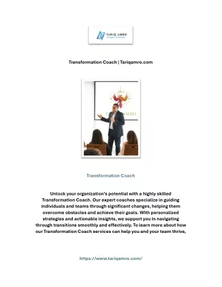 Transformation Coach | Tariqamro.com