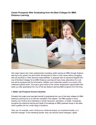 Career Prospects After Graduating from the Best Colleges for MBA Distance Learning