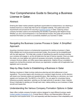 Your Comprehensive Guide to Securing a Business License in Qatar