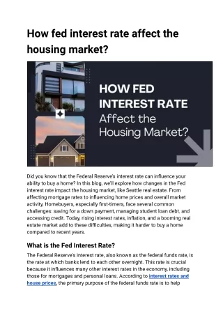 How fed interest rate affect the housing market