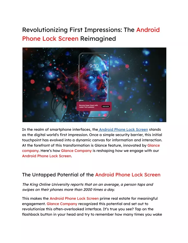 revolutionizing first impressions the android