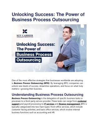 Unlocking Success The Power of Business Process Outsourcing