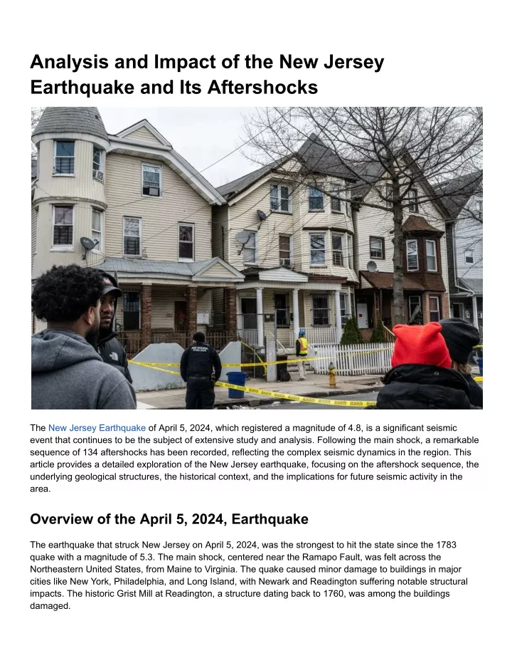 analysis and impact of the new jersey earthquake