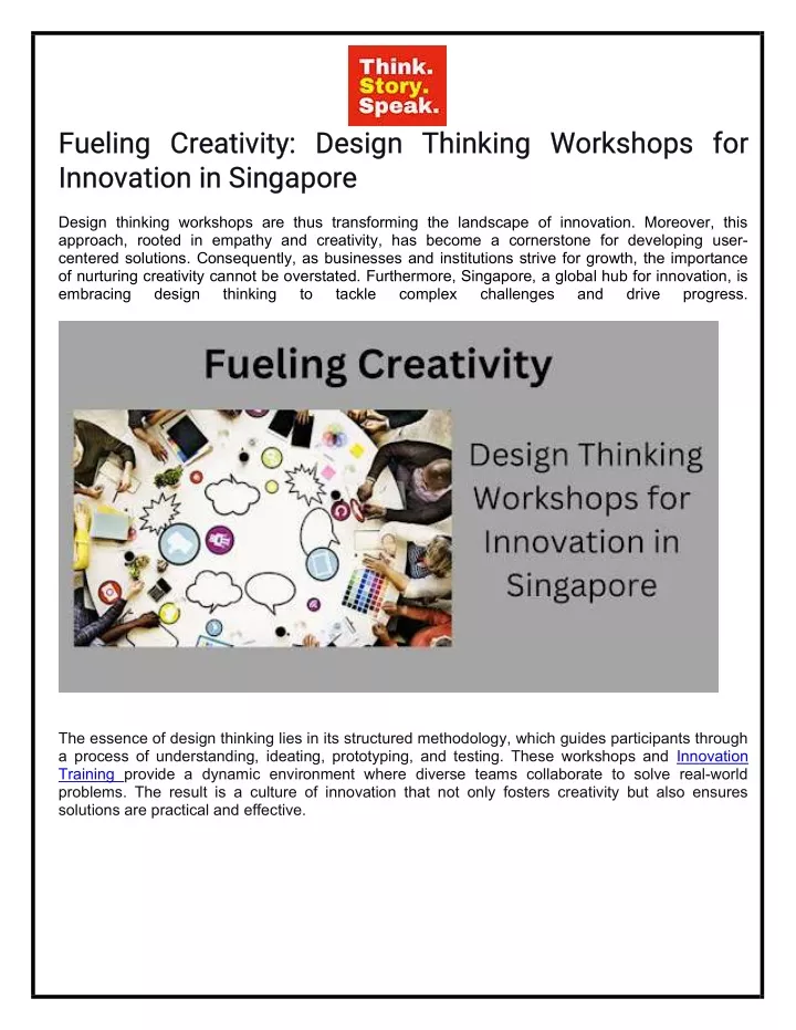 fueling creativity design thinking workshops