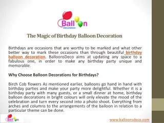 The Magic of Birthday Balloon Decoration