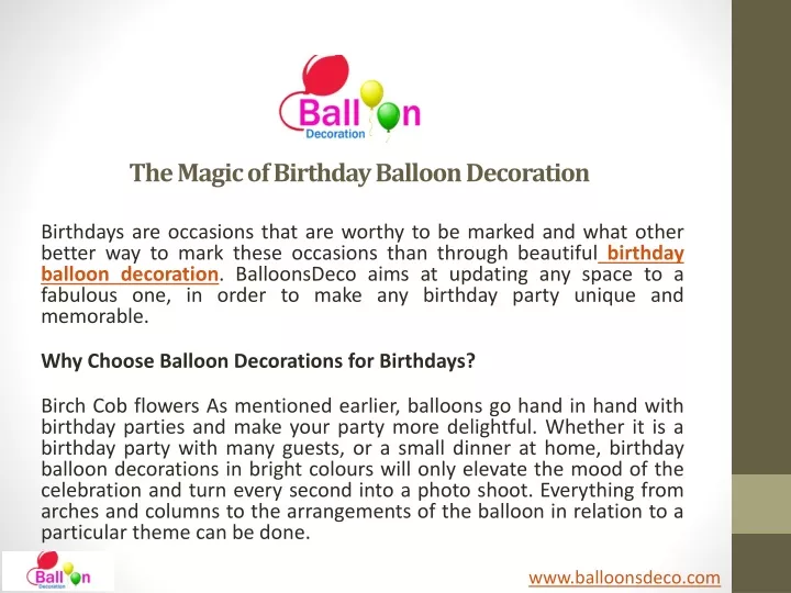 the magic of birthday balloon decoration