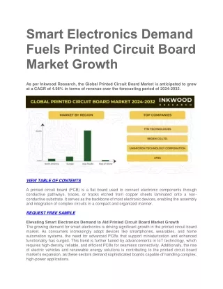 Smart Electronics Demand Fuels Printed Circuit Board Market Growth