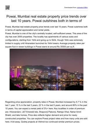 powai real estate price trends in last 10 years