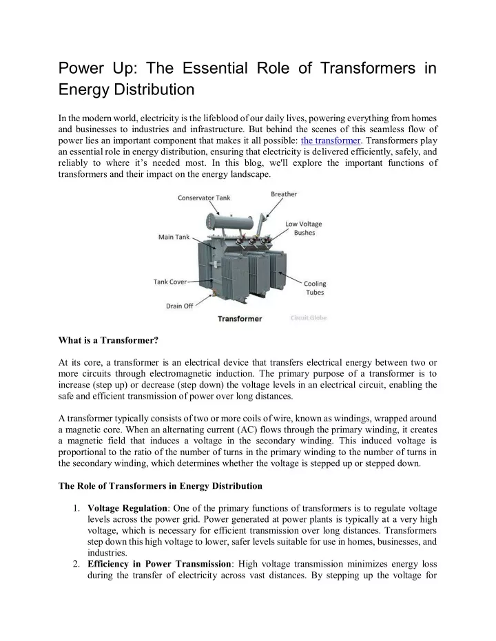 power up the essential role of transformers