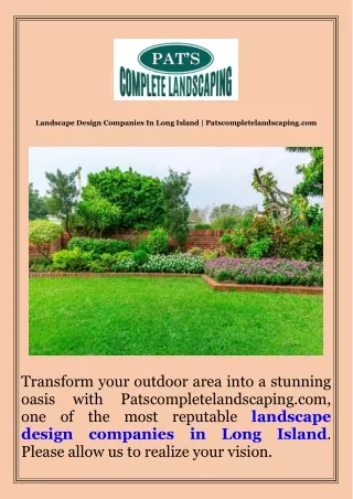 Landscape Design Companies In Long Island  Patscompletelandscaping.com