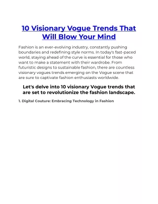 10 Visionary Vogue Trends That Will Blow Your Mind