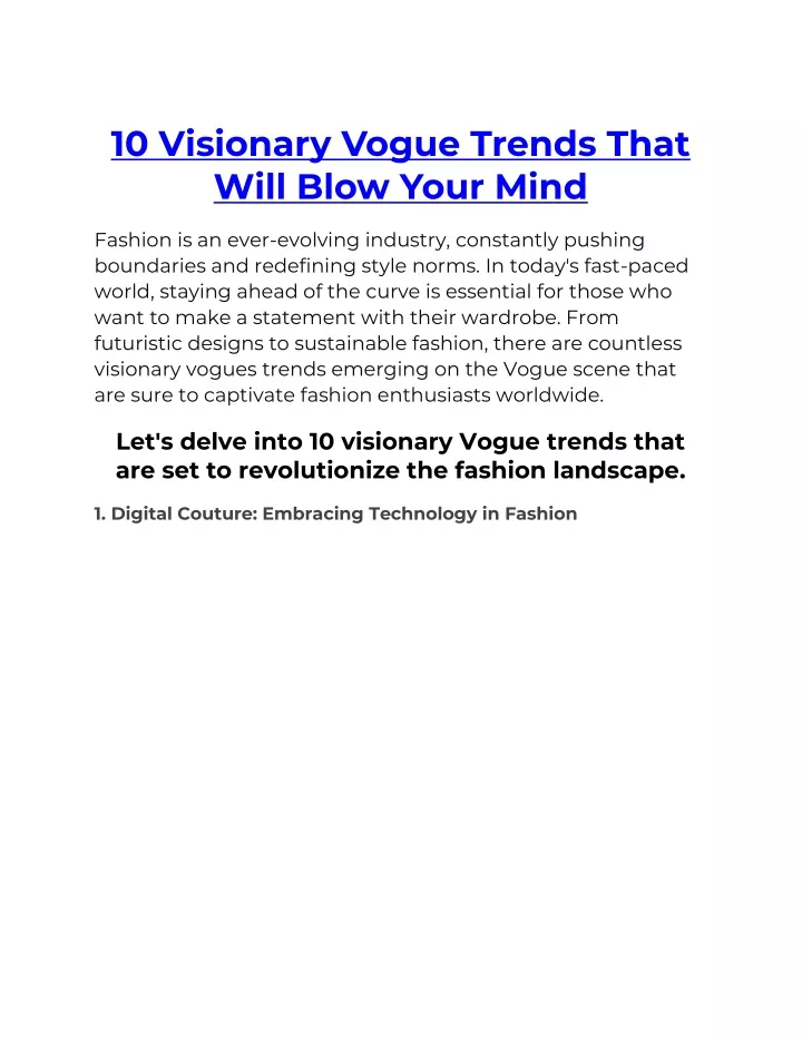 10 visionary vogue trends that will blow your mind