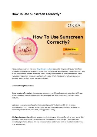 How To Use Sunscreen Correctly