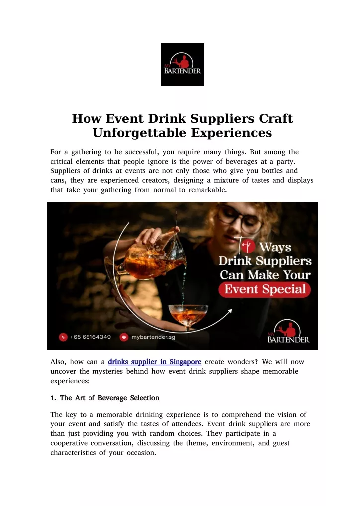 how event drink suppliers craft unforgettable