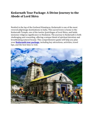 Kedarnath Tour Package