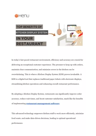 Top Benefits of Kitchen Display System in Restaurant