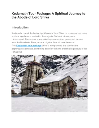 Kedarnath Tour Packages