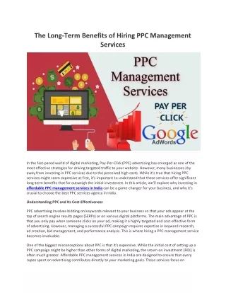 The Long-Term Benefits of Hiring PPC Management Services