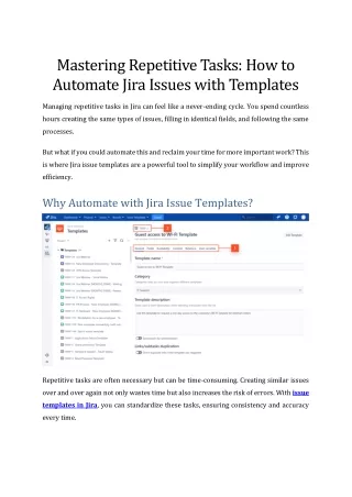 Mastering Repetitive Tasks: How to Automate Jira Issues with Templates