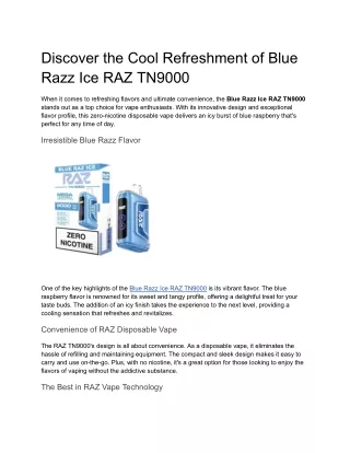 Discover the Cool Refreshment of Blue Razz Ice RAZ TN9000