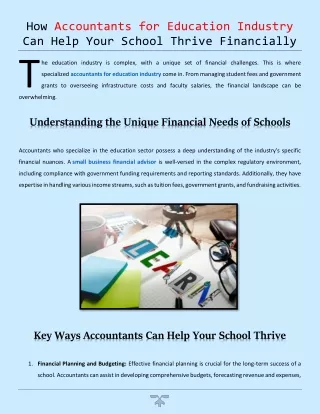 How Accountants for Education Industry Can Help Your School Thrive Financially