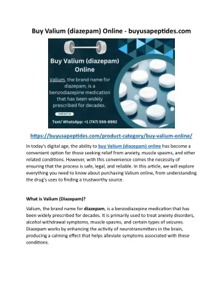 Buy Valium (diazepam) Online - buyusapeptides