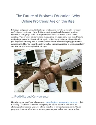The Future of Business Education: Why Online Programs Are on the Rise