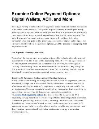 Examine Online Payment Options_ Digital Wallets, ACH, and More