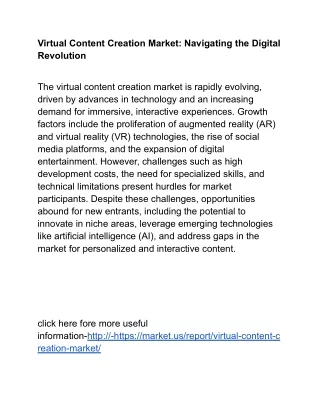 virtual content creation market navigating