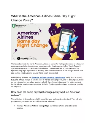 what is the american airlines same day flight