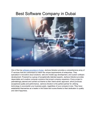 Best Software Company in Dubai