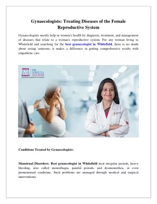 Gynaecologists Treating Diseases of the Female Reproductive System