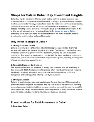 Shops for Sale in Dubai_ Key Investment Insights