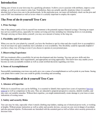 The Advantages and disadvantages of Do-it-yourself Tree Care: When to Call the P