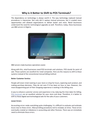 Why is it Better to Shift to POS Terminals