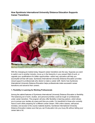 How Symbiosis International University Distance Education Supports Career Transitions
