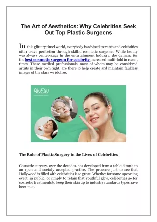 The Art of Aesthetics, Why Celebrities Seek Out Top Plastic Surgeons