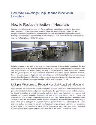 How Wall Coverings Help Reduce Infection in Hospitals