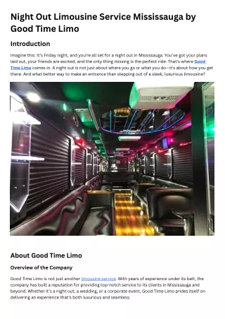 Night Out Limousine Service Mississauga by Good Time Limo