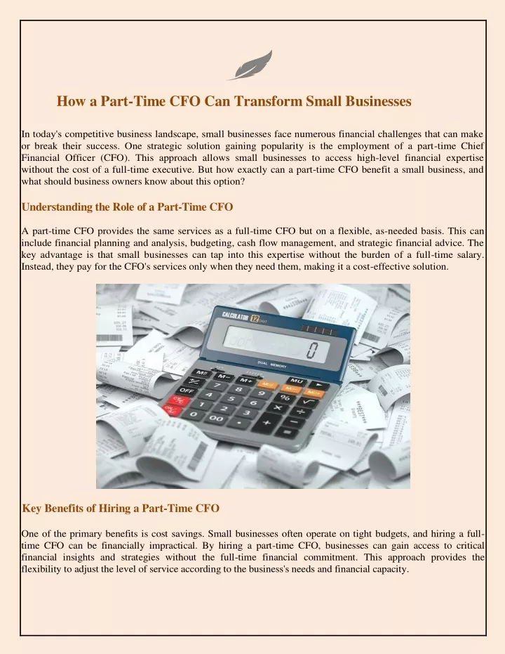 how a part time cfo can transform small businesses