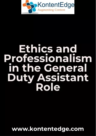 Ethics and Professionalism in the General Duty Assistant Role