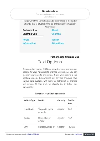 no return fare one way cab fare no hidden charges