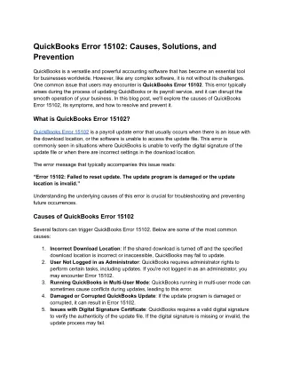 quickbooks error 15102 causes solutions
