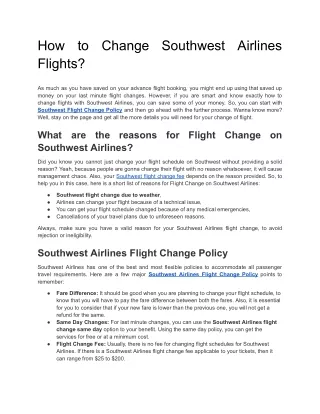 How to Change Southwest Airlines Flights