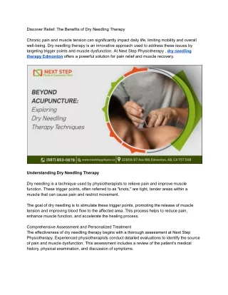 Discover Relief_ The Benefits of Dry Needling Therapy